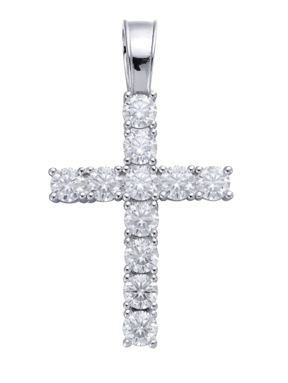 MOISSANITE Iced Out Tennis Cross Pendant 925 Silver NEW